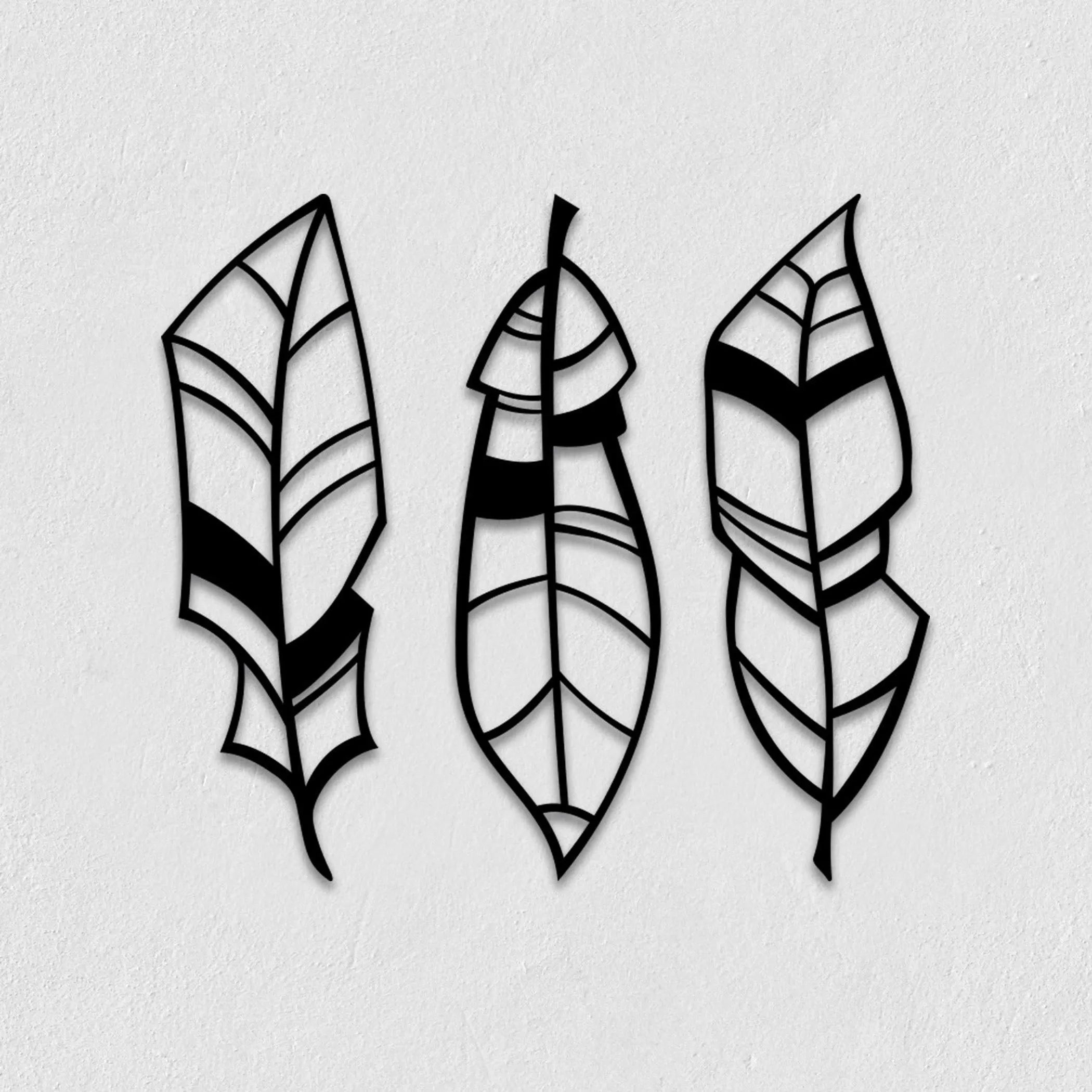 Geo Feathers Metal Wall Art