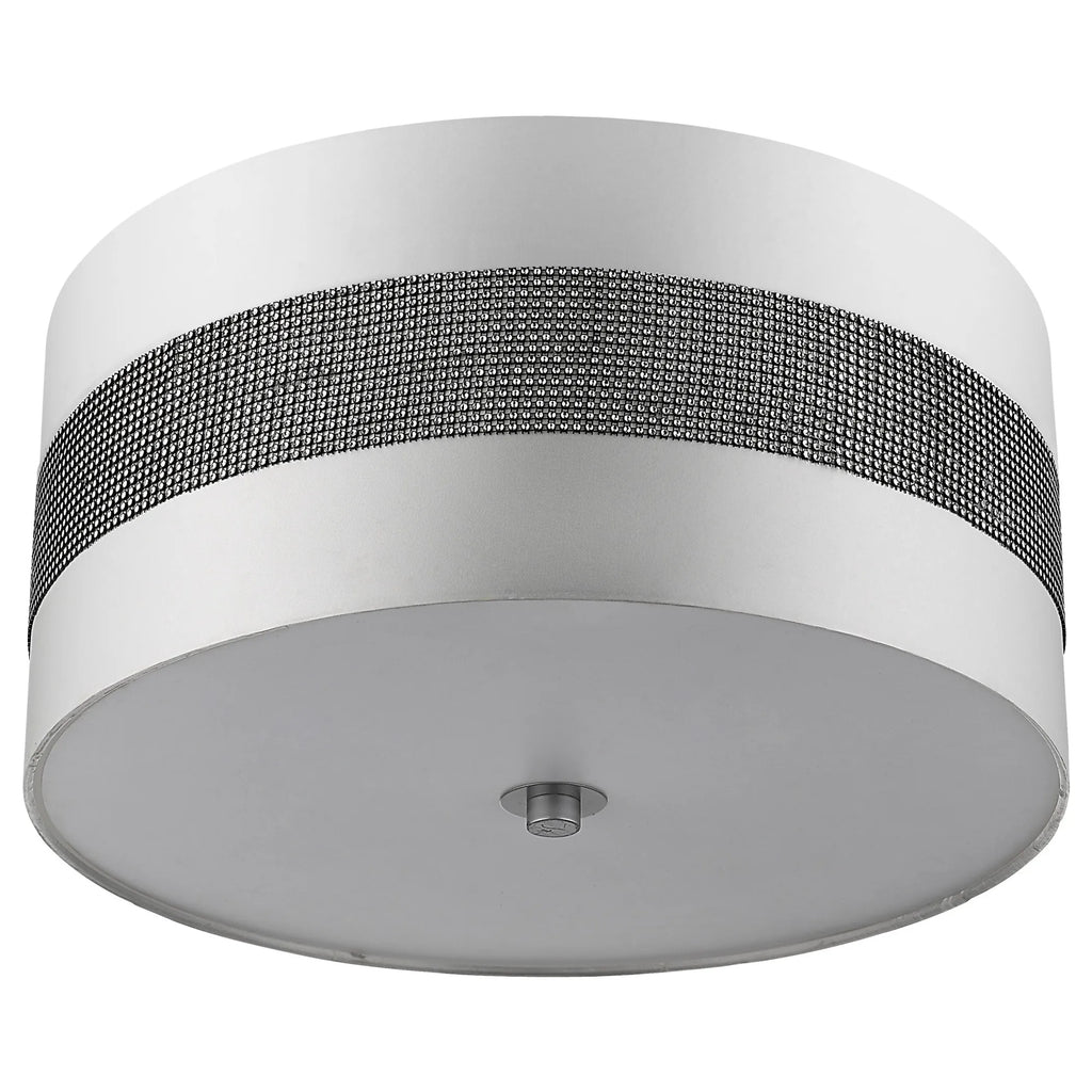 Harmony 3-Light Metallic Silver Pendant With Crystal Studded Platinum Sheen Shade