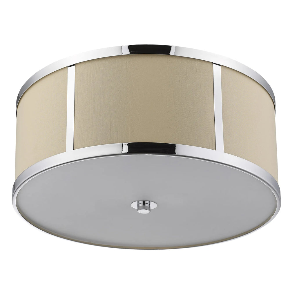 Butler 3-Light Polished Chrome Pendant With Coarse Cream Linen Shade And Opal Acrylic Diffuser