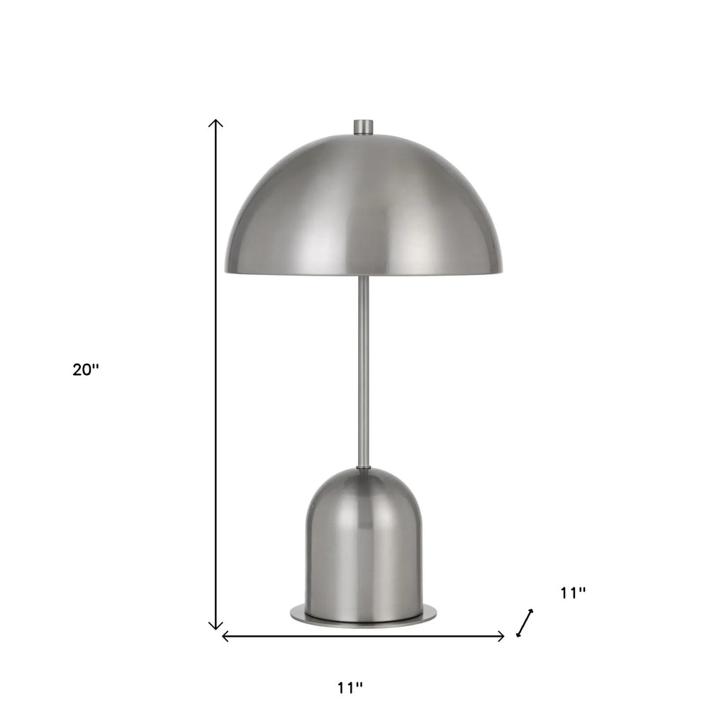 20" Nickel Metal Desk Table Lamp With Nickel Dome Shade
