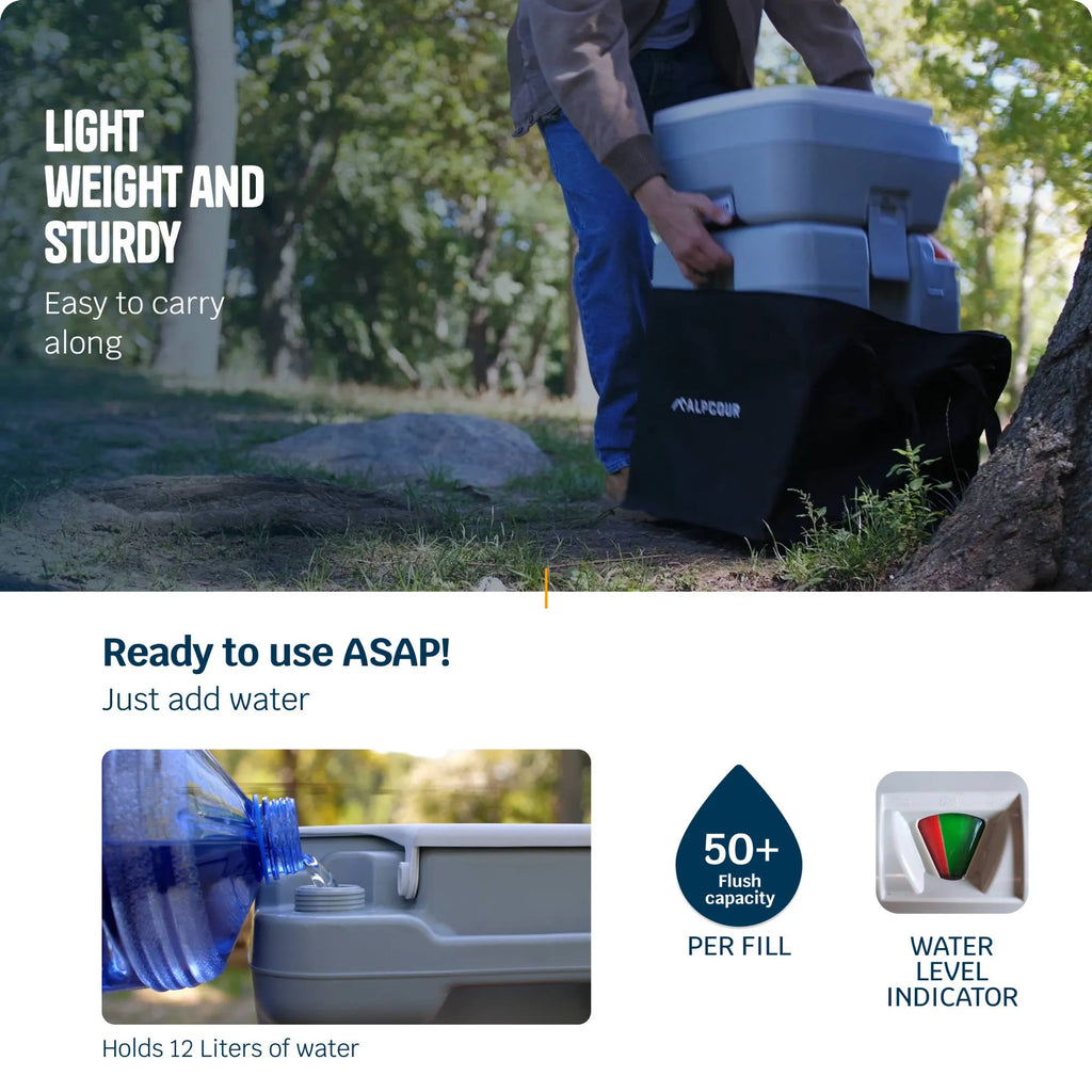 Indoor and Outdoor Portable Toilet for Camping or Travel