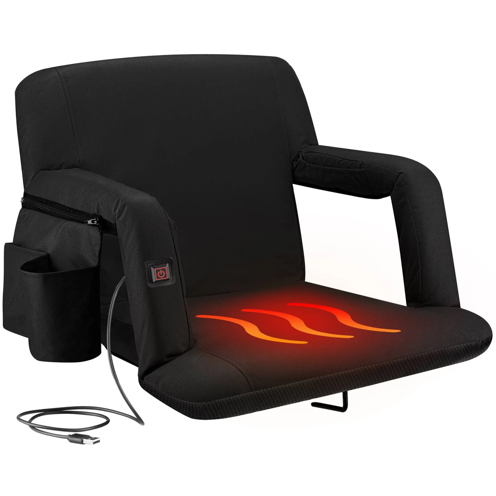 Outdoor Reclining Heated Stadium Seat with Armrests