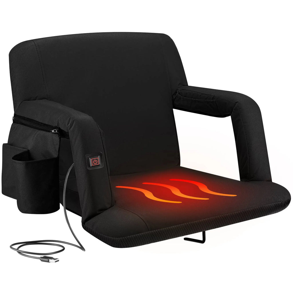 Outdoor Reclining Heated Stadium Seat with Armrests