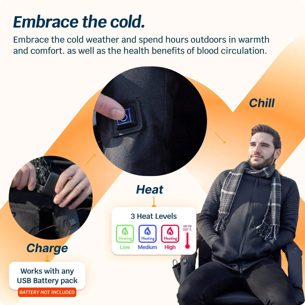 Outdoor Reclining Heated Stadium Seat with Armrests