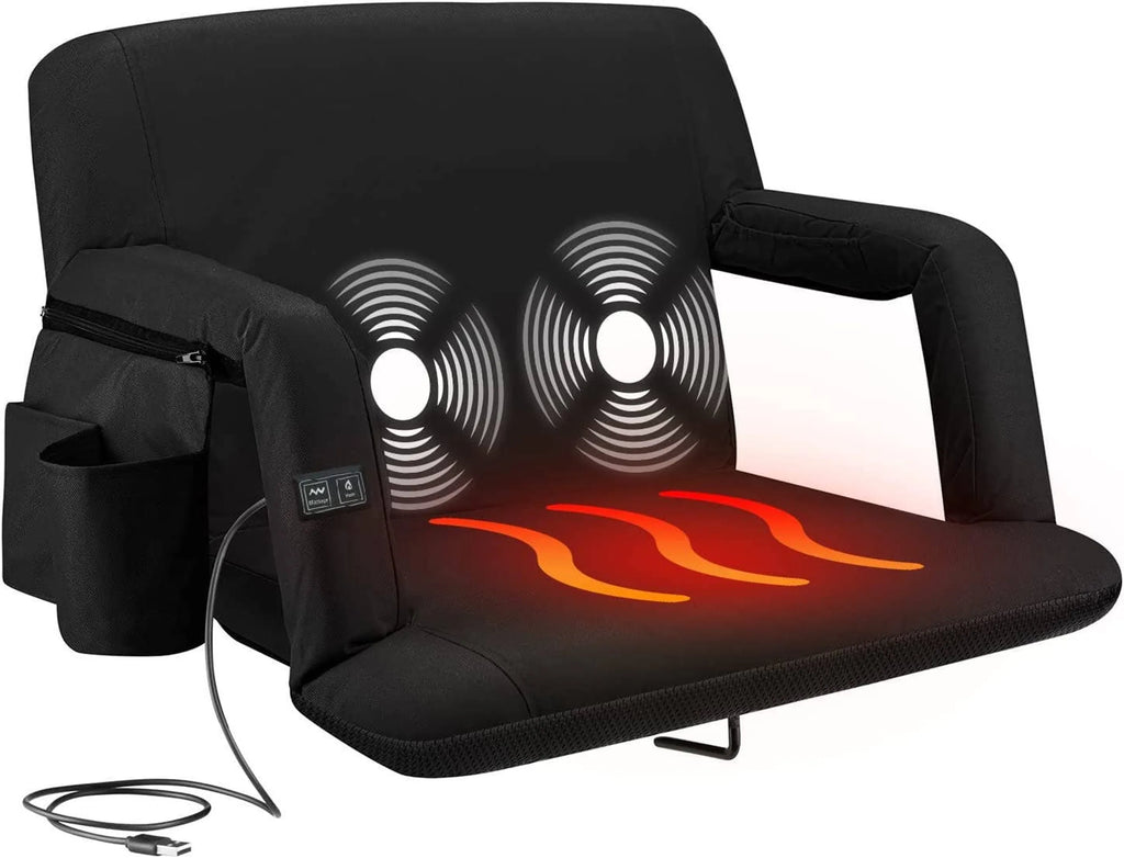 Outdoor Reclining Heated+Massage Stadium Seat with Armrests